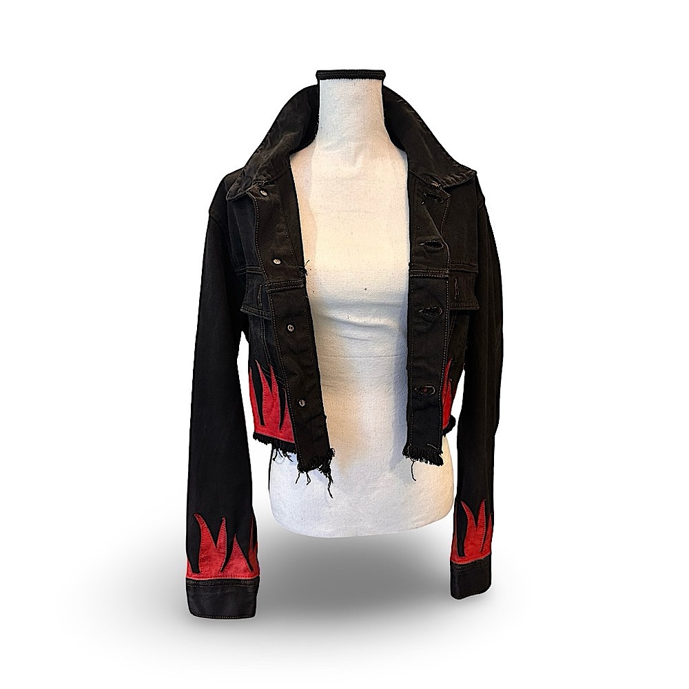 Vintage reworked Calvin Klein Denim jacket - gender neutral - with flames